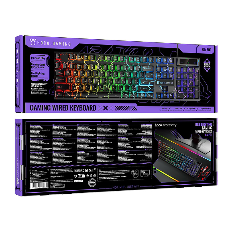Клавиатура Hoco GM701, проводная USB, цвет черный