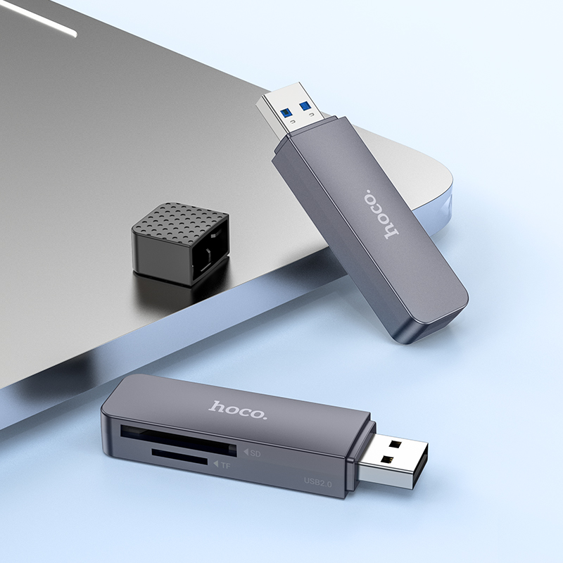 КартРидер Hoco HB45 2в1 (Micro SD/SD) USB 2.0 металлик