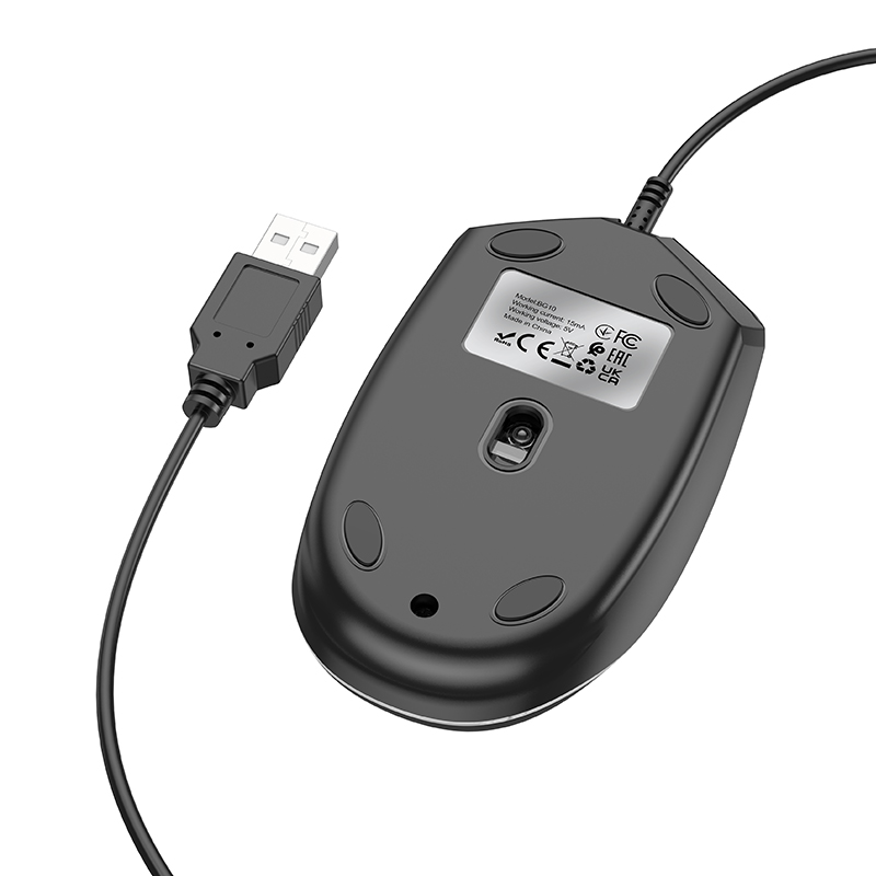 Мышь BOROFONE BG10 проводная, USB, чёрный