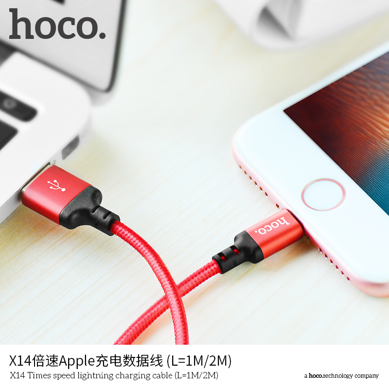Кабель USB Hoco X14 Apple черный 1м