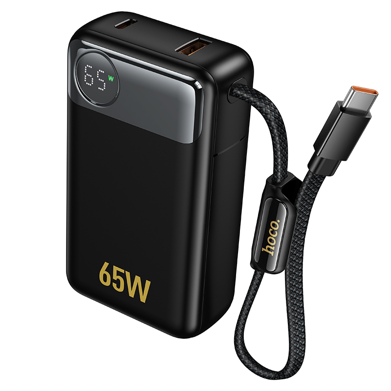 Внешний аккумулятор Hoco Q53, 12000mAh (PD65W), встроенный кабель Type-C, черный