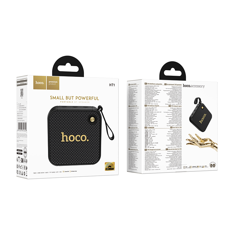Колонка беспроводная Hoco HT1, (USB,FM,TF card,AUX)  цвет черный