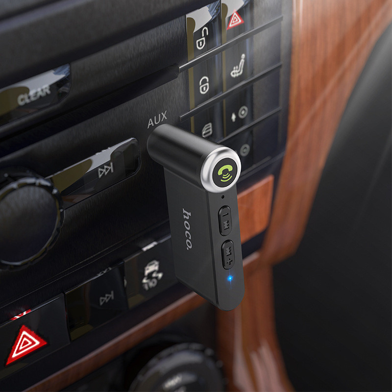 Ресивер-AUX проигрыватель Bluetooth V5.0 Hoco E58 (AUX 3.5-3.5) с микрофоном, черный
