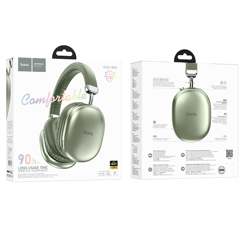 Наушники Bluetooth накладные с микрофоном Hoco W35 Max Joy BT, цвет зеленый
