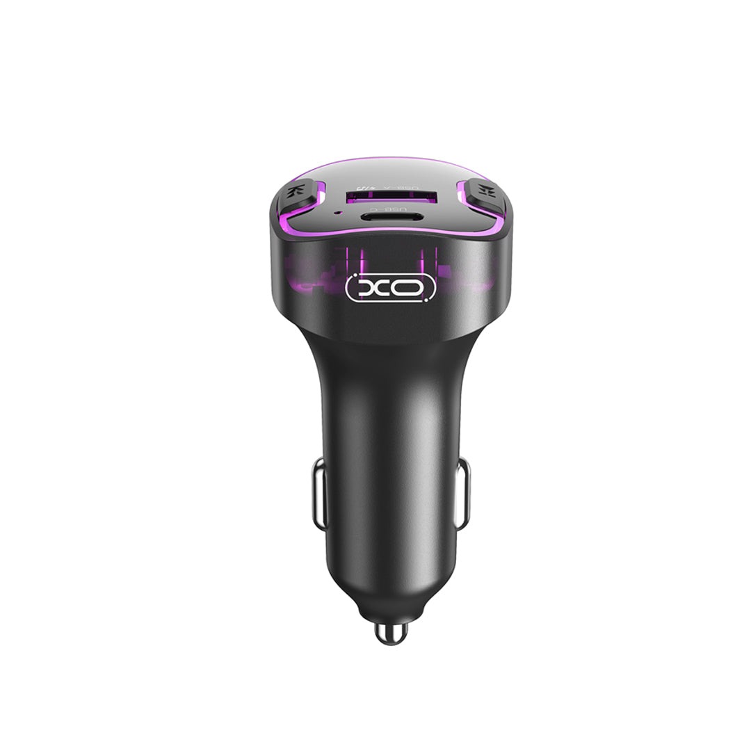 FM модулятор (трансмиттер) XO-BCC12 bluetooth, 3.1А USB, type-c, цвет черный