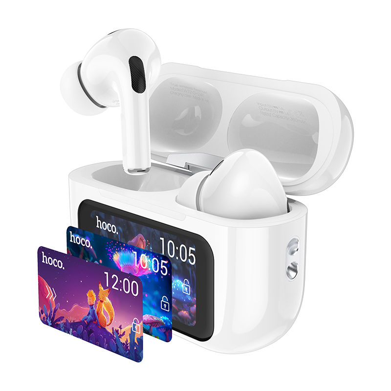Наушники Bluetooth Hoco EW72 (ANC), в кейсе с сенсорным экраном. цвет белый