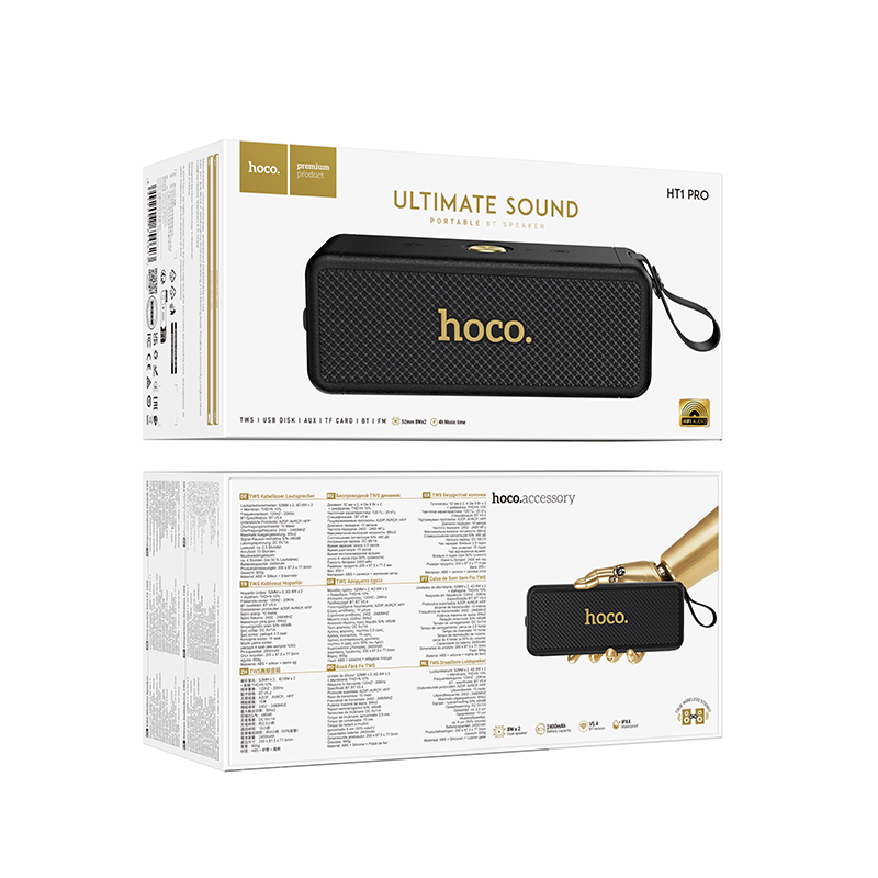 Колонка беспроводная Hoco HT1 Pro, (USB,FM,TF card,AUX)  цвет черный