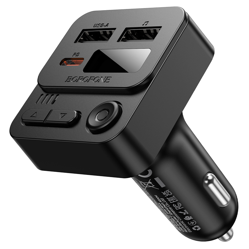 FM модулятор (трансмиттер) Borofone BC60 bluetooth, 35W (1A1C), цвет черный
