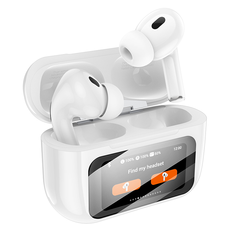 Наушники Bluetooth Hoco EW72 (ANC), в кейсе с сенсорным экраном. цвет белый