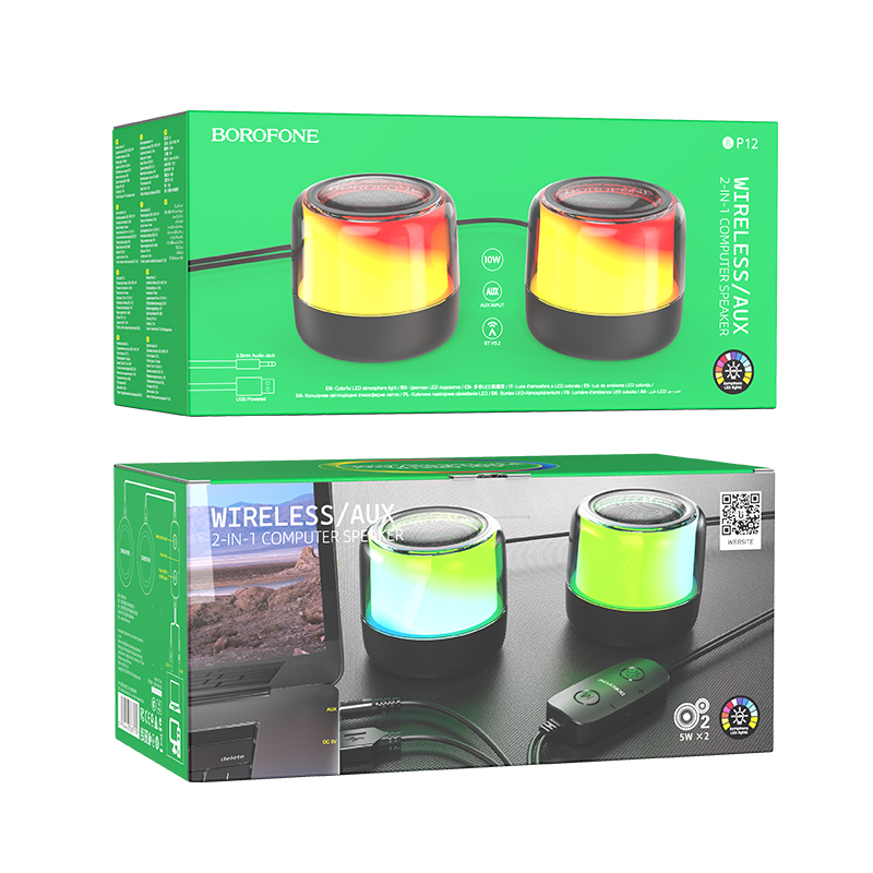 Колонка беспроводная Borofone BP12 (BT/проводные), цвет черный