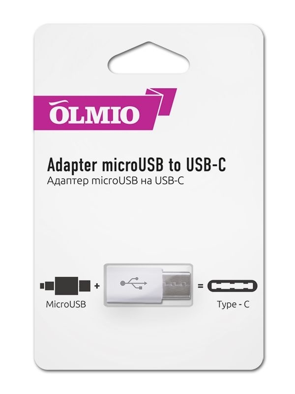 Адаптер Olmio, Micro-Type-C белый