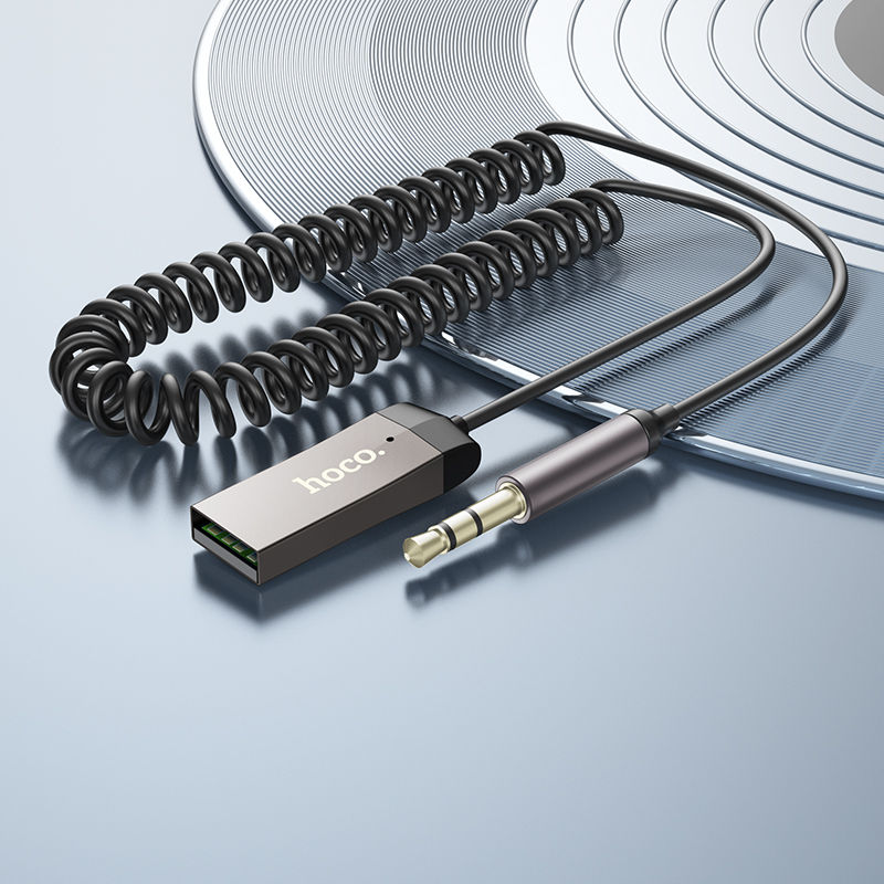 Ресивер-AUX проигрыватель Bluetooth V5.3 Hoco E78 (AUX 3.5-USB) с микрофоном, черный