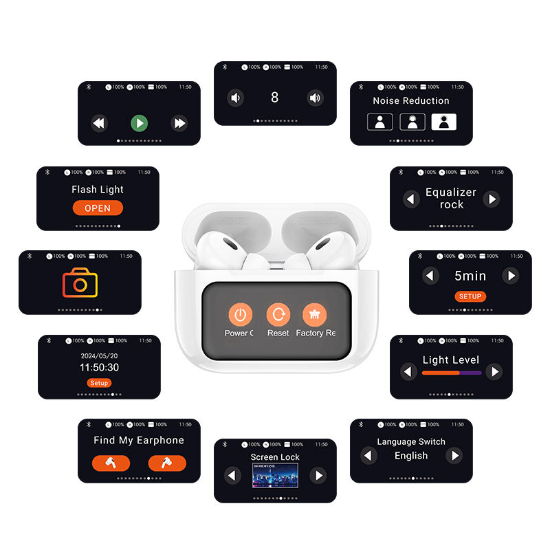 Наушники Bluetooth Hoco EW72 (ANC), в кейсе с сенсорным экраном. цвет белый