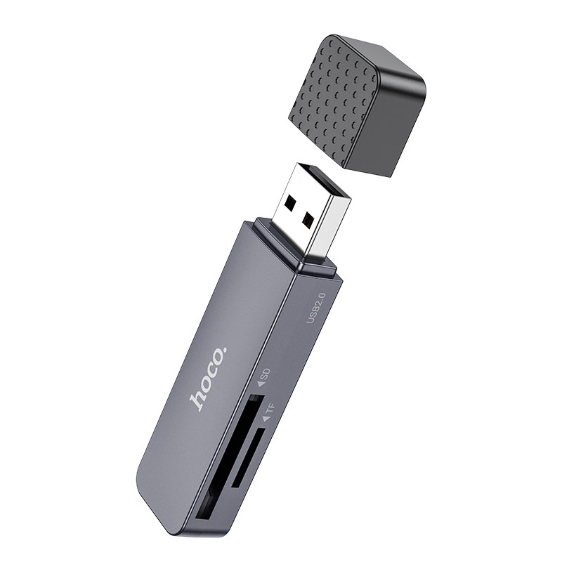 КартРидер Hoco HB45 2в1 (Micro SD/SD) USB 2.0 металлик