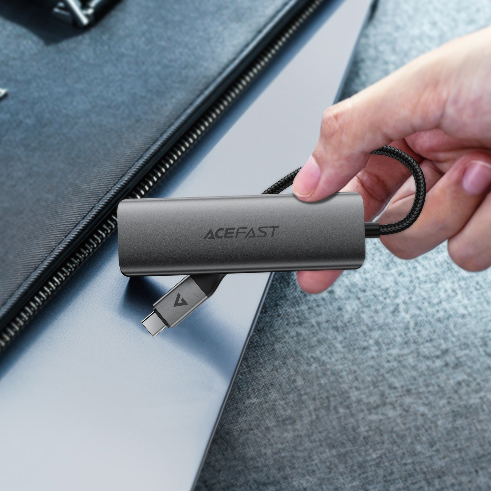 Адаптер-Хаб ACEFAST J15 (Type-C - 4USB) серый металлик