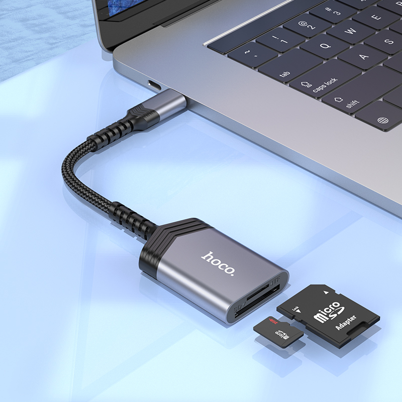 КартРидер Hoco UA25 2в1 (Micro SD/SD) Type-C металлик