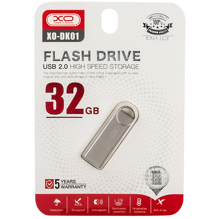 Внешний накопитель USB 2.0 XO DK01 32Gb, серебристый