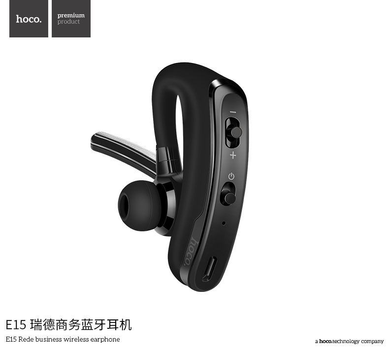 Гарнитура Bluetooth Hoco E15, цвет черный