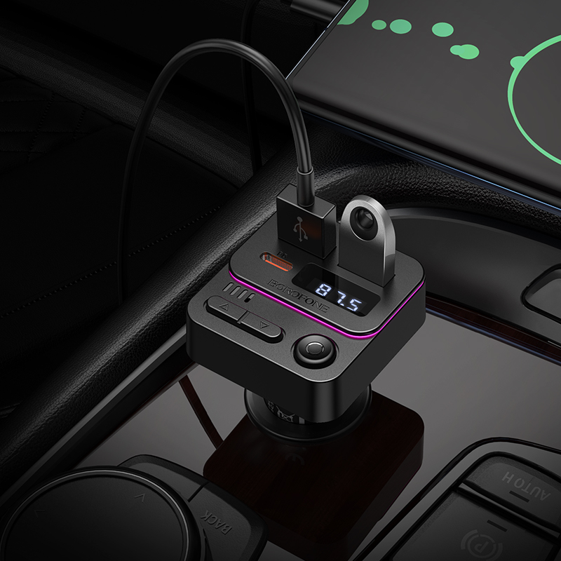 FM модулятор (трансмиттер) Borofone BC60 bluetooth, 35W (1A1C), цвет черный