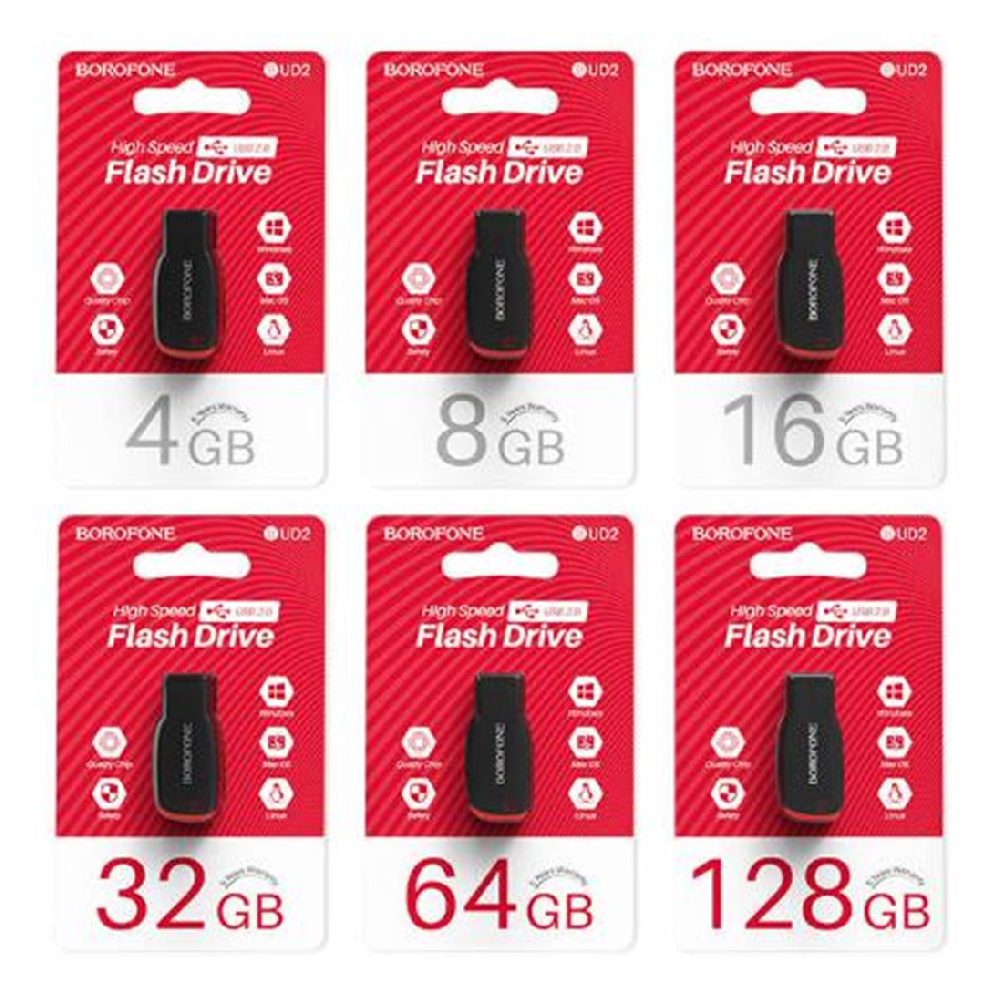 Внешний накопитель USB 2.0 Borofone BUD2 Generous 128Gb, черный