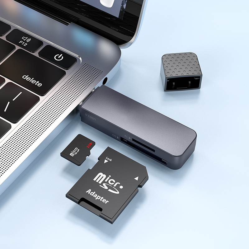 КартРидер Hoco HB45 2в1 (Micro SD/SD) USB 2.0 металлик