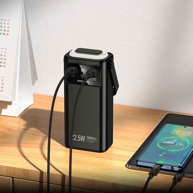 Внешний аккумулятор Borofone BJ65, 30000mAh (PD20W,QC22.5W) встроен. кабель Micro/Apple/Type-c/USB