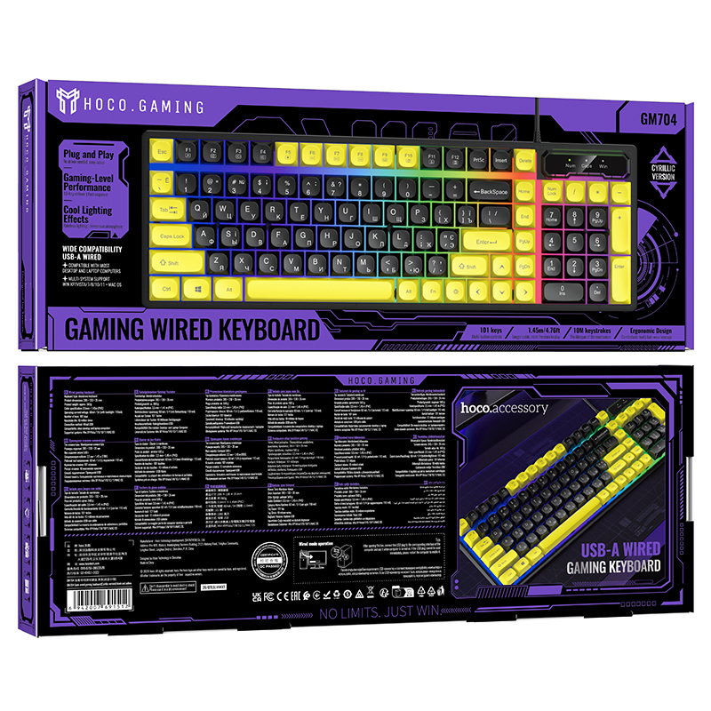 Клавиатура Hoco GM704, проводная USB, цвет черный