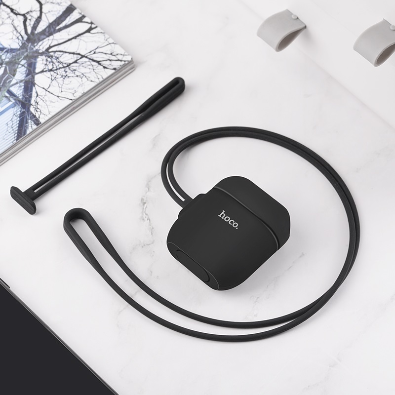 Чехол Hoco WB12 для AirPods 1/2, силиконовый, черный