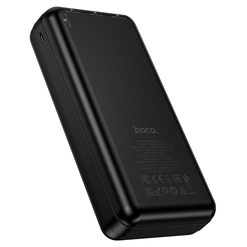 Внешний аккумулятор Hoco J176A, 20000mAh, солнечная батарея, черный