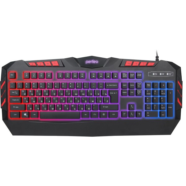 Клавиатура Perfeo LEGION Multimedia, GAME DESIGN, подсв. 3 цвет USB, чёрн