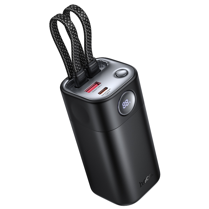 Внешний аккумулятор Hoco Q59, 20000mAh (65W, PD) встроенный кабель  черный