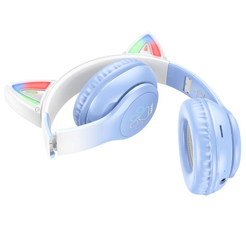 Наушники Bluetooth накладные с микрофоном Hoco W42 Cat, цвет синий