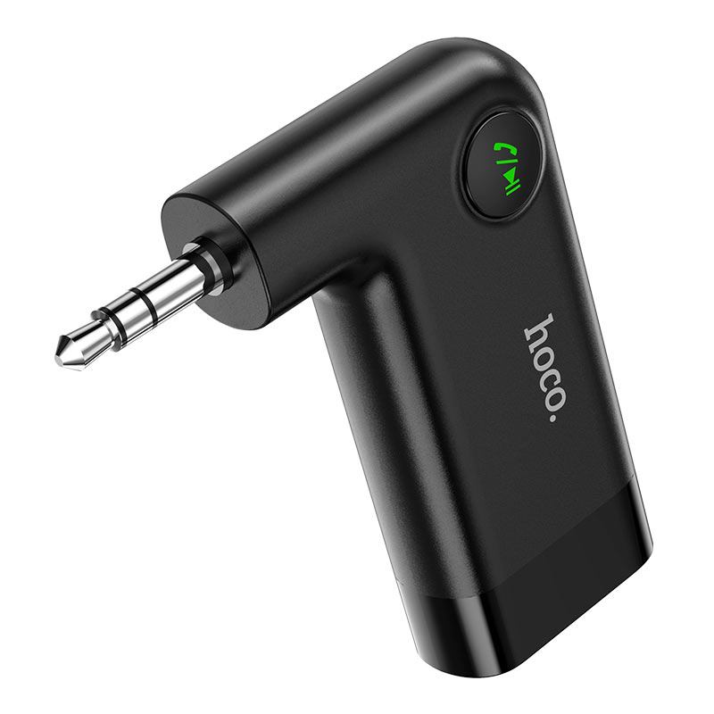 Ресивер-AUX проигрыватель Bluetooth V5.0 Hoco E53 (AUX 3.5-3.5) с микрофоном, черный