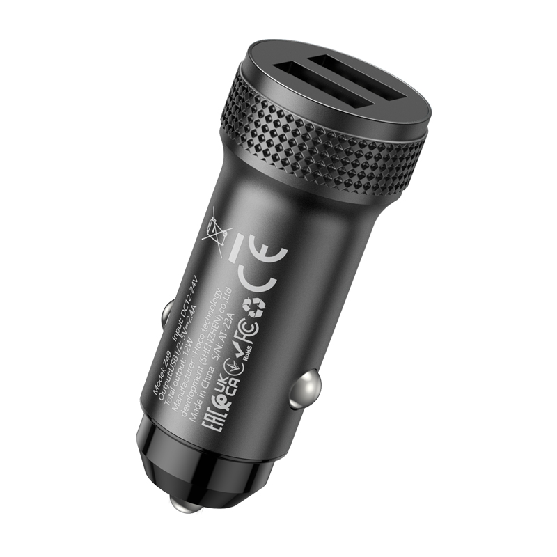 АЗУ Hoco Z49, 2,4А 2USB, цвет черный