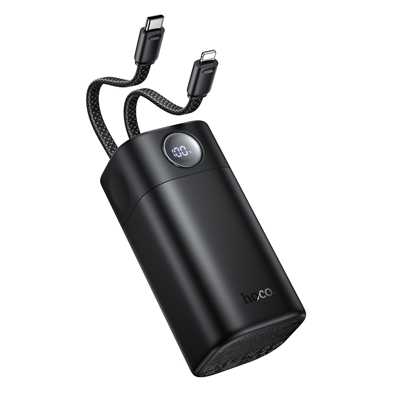 Внешний аккумулятор Hoco Q59, 20000mAh (65W, PD) встроенный кабель  черный