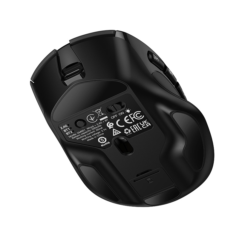 Мышь Hoco GM651, беспроводная с аккумулятором (провод+2.4G+bluetooth5.4), цвет черный