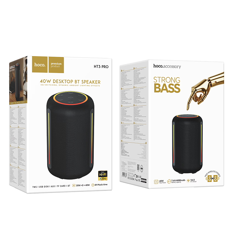 Колонка беспроводная Hoco HT3 Pro, (USB,FM,TF card,AUX)  цвет черный