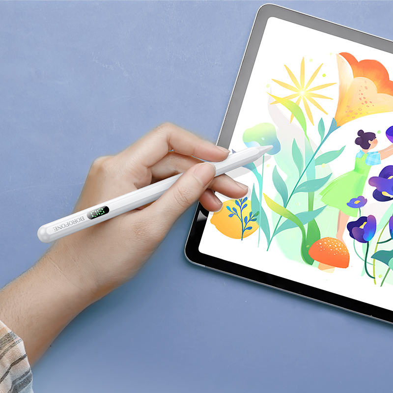 Стилус Borofone BG101 для iPad, магнитный, с дисплеем, белый