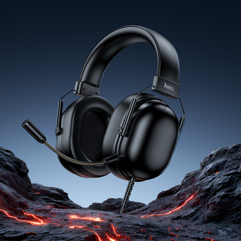 Наушники накладные с микрофоном Hoco W113 (USB, 7.1), игровые, цвет черный