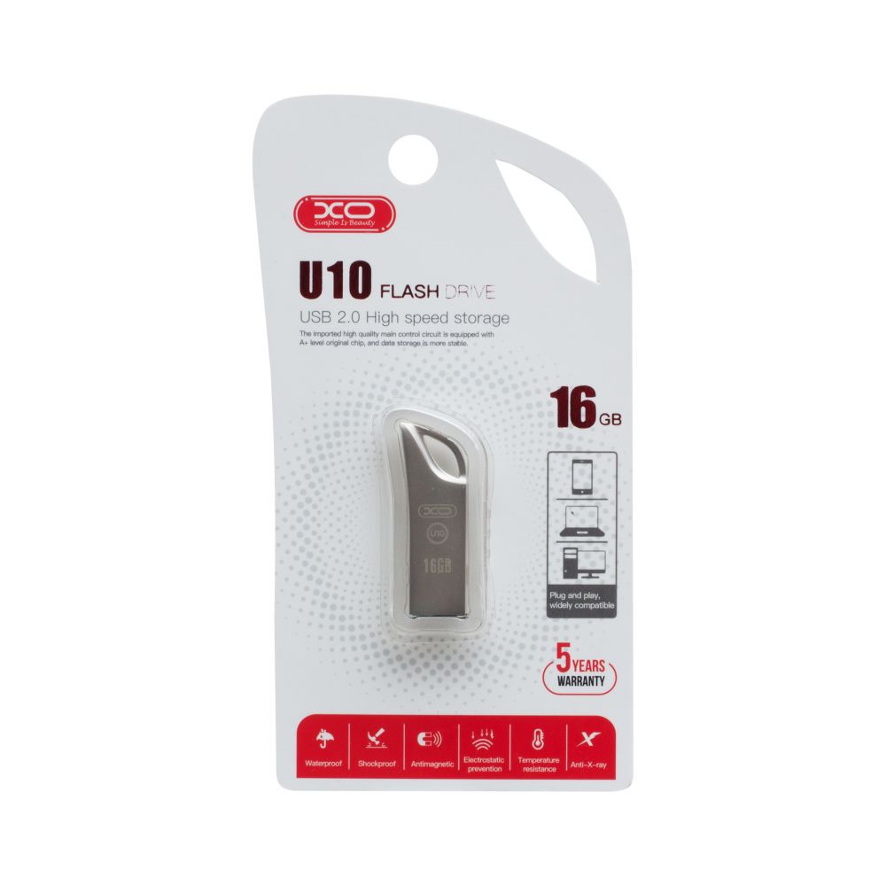 Внешний накопитель USB 2.0 XO U10 16Gb, серебристый