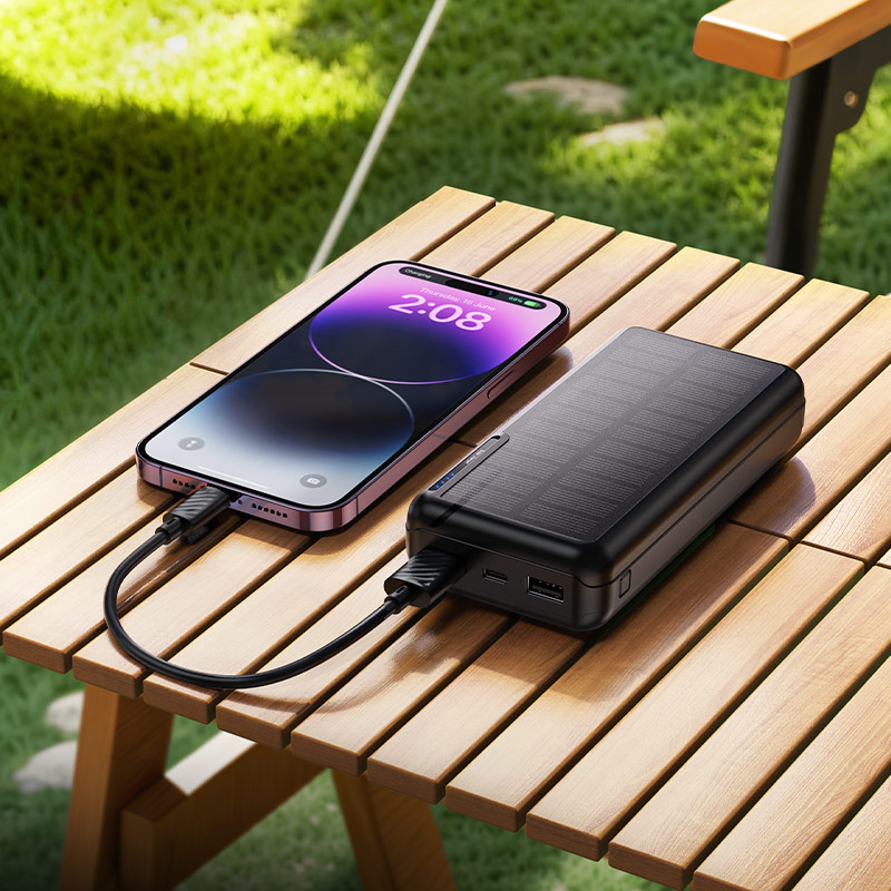 Внешний аккумулятор Hoco J176A, 20000mAh, солнечная батарея, черный