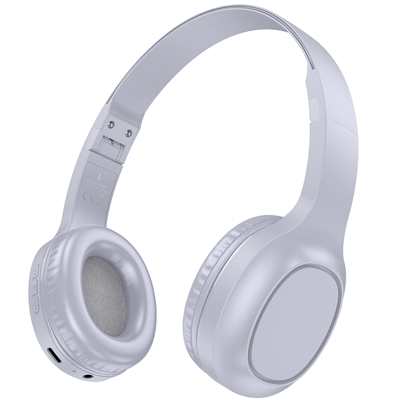 Наушники Bluetooth накладные с микрофоном Hoco W46, цвет светло-синий серый