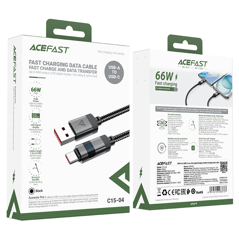 Кабель USB ACEFAST C15-04 Type-C черный 1м 