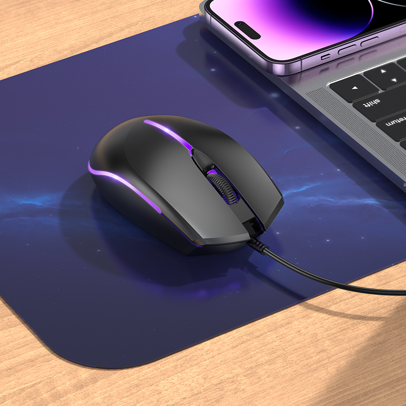 Мышь BOROFONE BG10 проводная, USB, чёрный