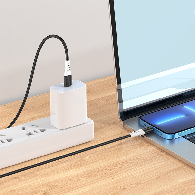 Кабель USB-C Hoco X82 Apple PD силиконовый черный 1м