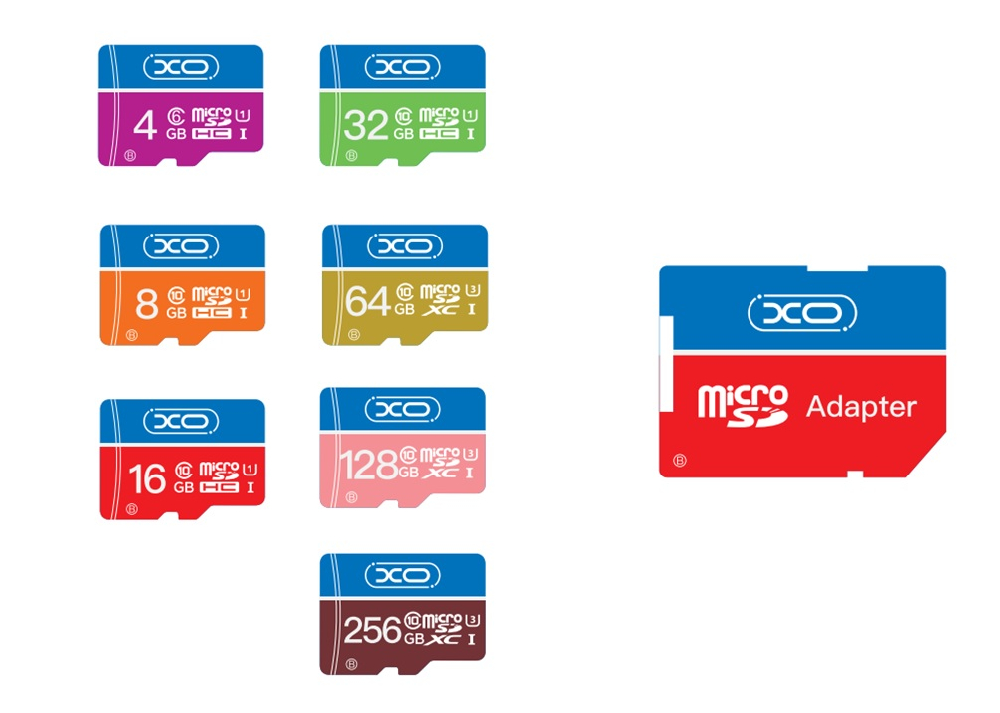 Карта памяти XO Micro SD NEW (с адаптером), 32gb, черно-красная