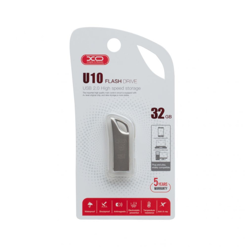Внешний накопитель USB 2.0 XO U10 32Gb, серебристый