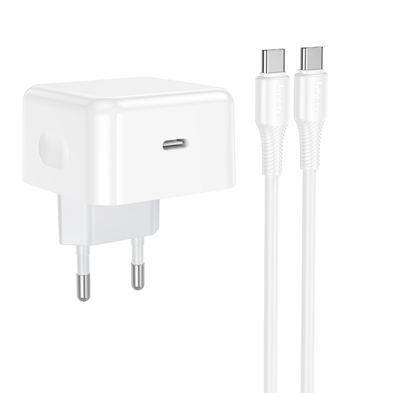 Сетевое зарядное устройство Hoco C161A, 40W + кабель Type-C/Type-C, цвет белый