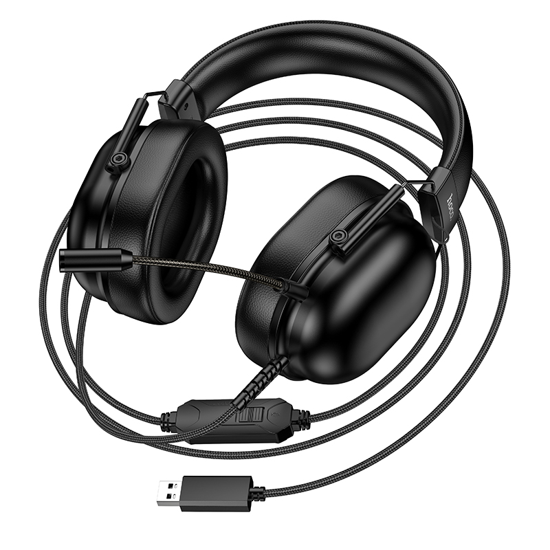 Наушники накладные с микрофоном Hoco W113 (USB, 7.1), игровые, цвет черный