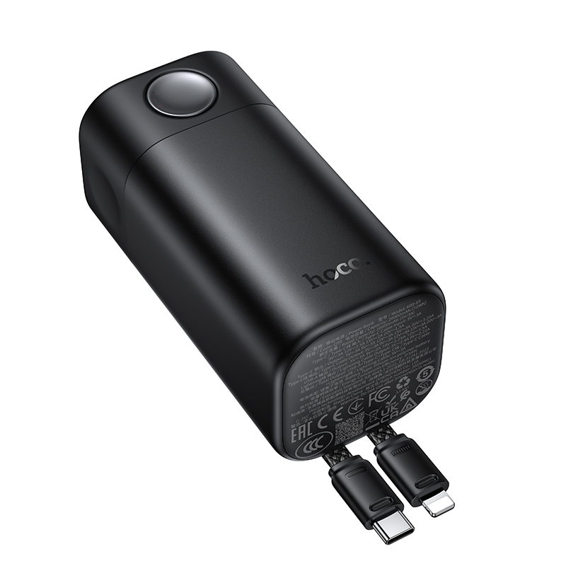 Внешний аккумулятор Hoco Q59, 20000mAh (65W, PD) встроенный кабель  черный